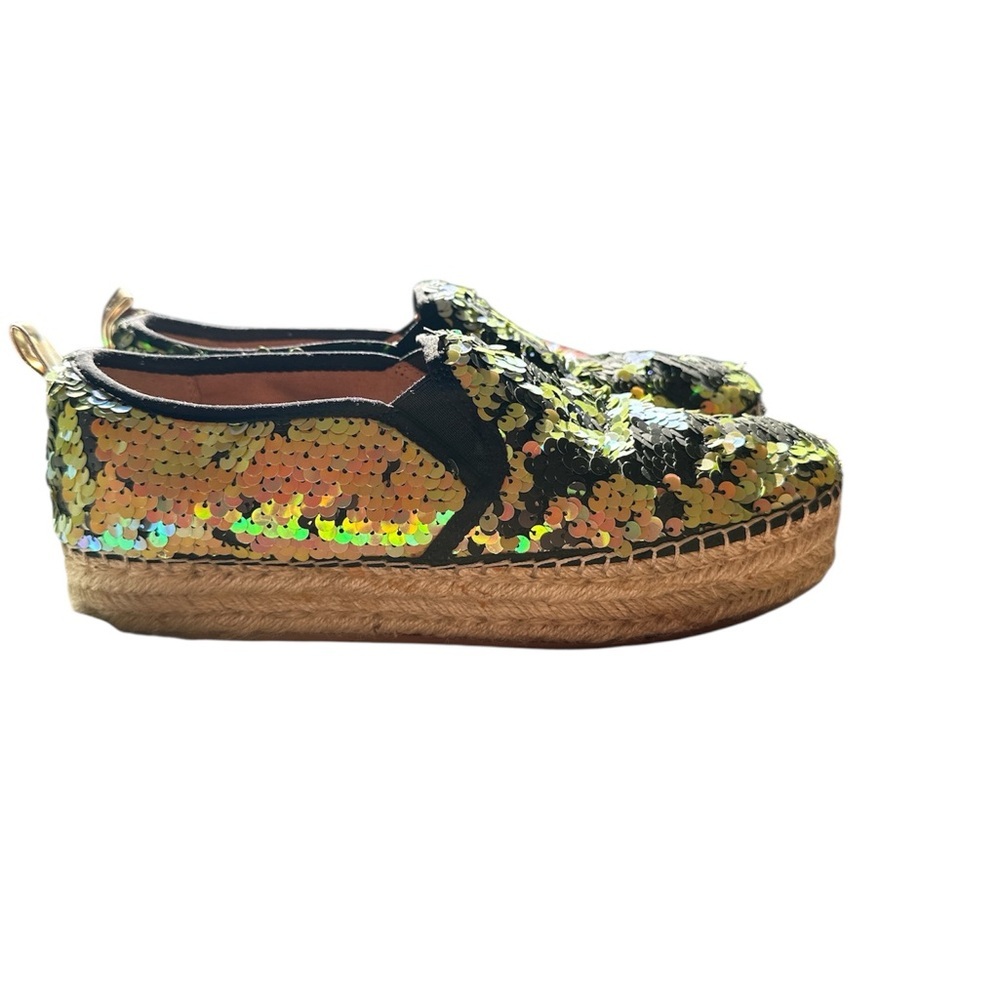 Sam Edelman Black and Gold Sequin Espadrilles